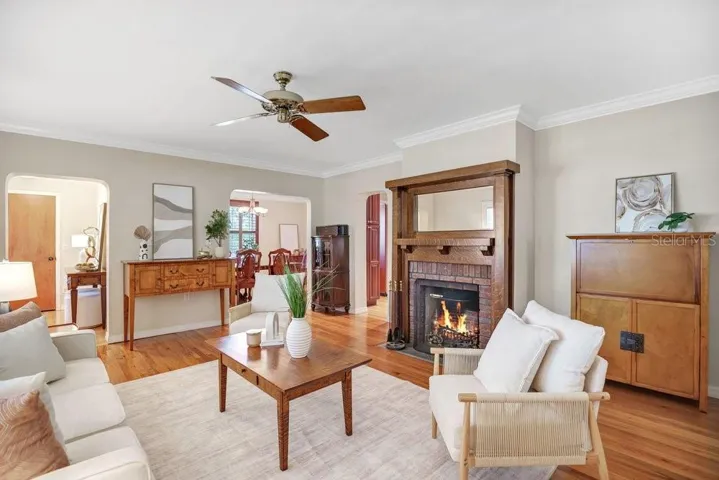 Formal Living Room Custom Tiger Maple Wood Mantle