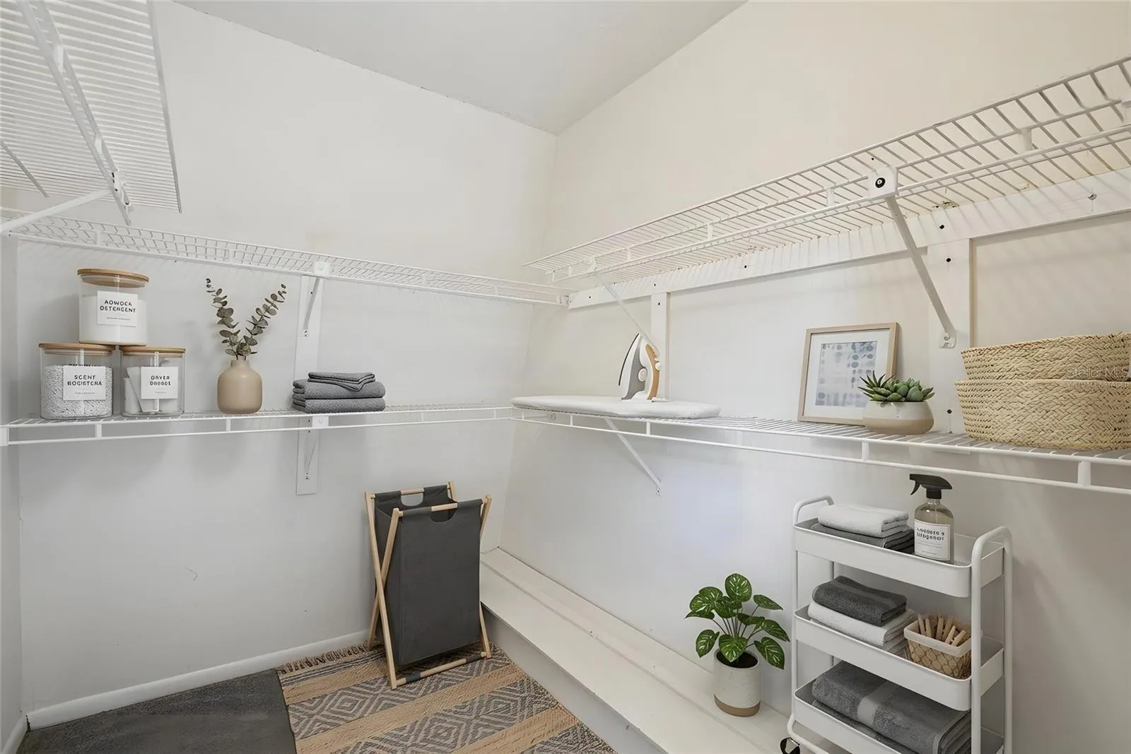 Virtually stage walk-in closet and primary bedroom