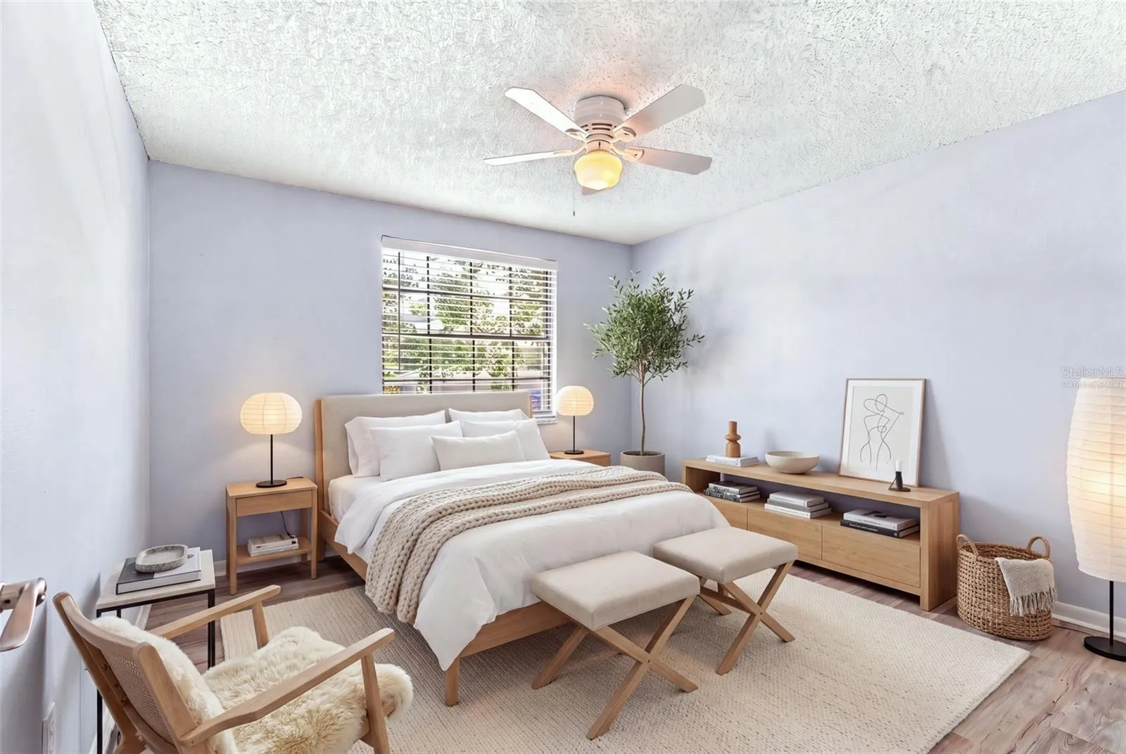Downstairs bedroom - virtually staged