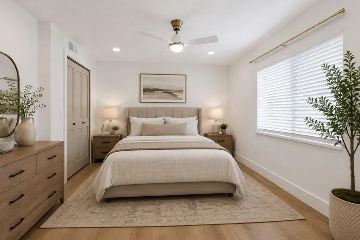Virtually staged bedroom
