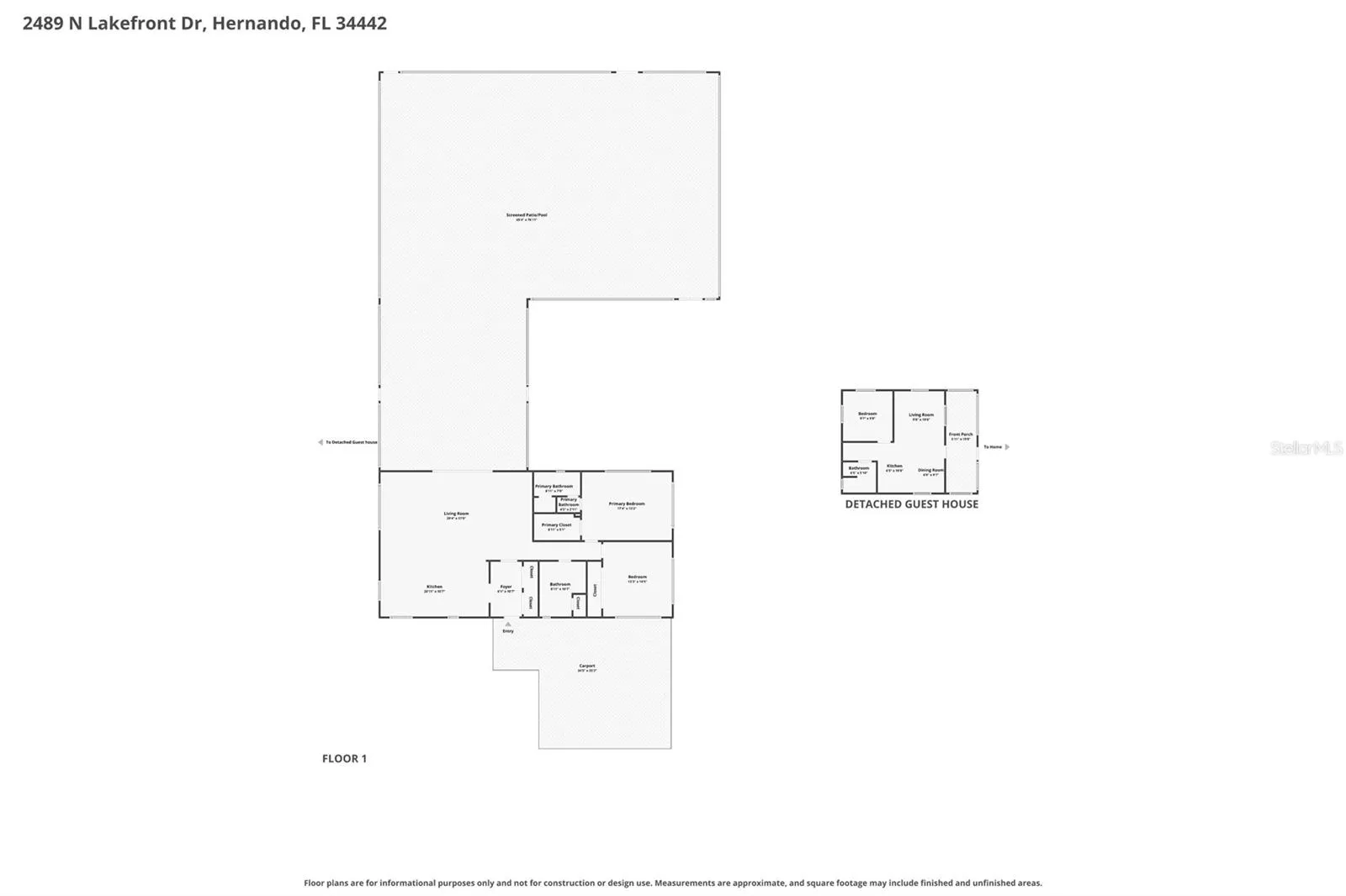 Combined Floor Plan - Main Residence and Guest Cabins