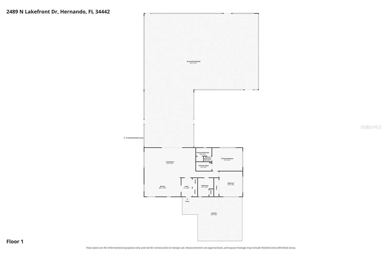 Two bed, two bath Main Residence Floor Plan