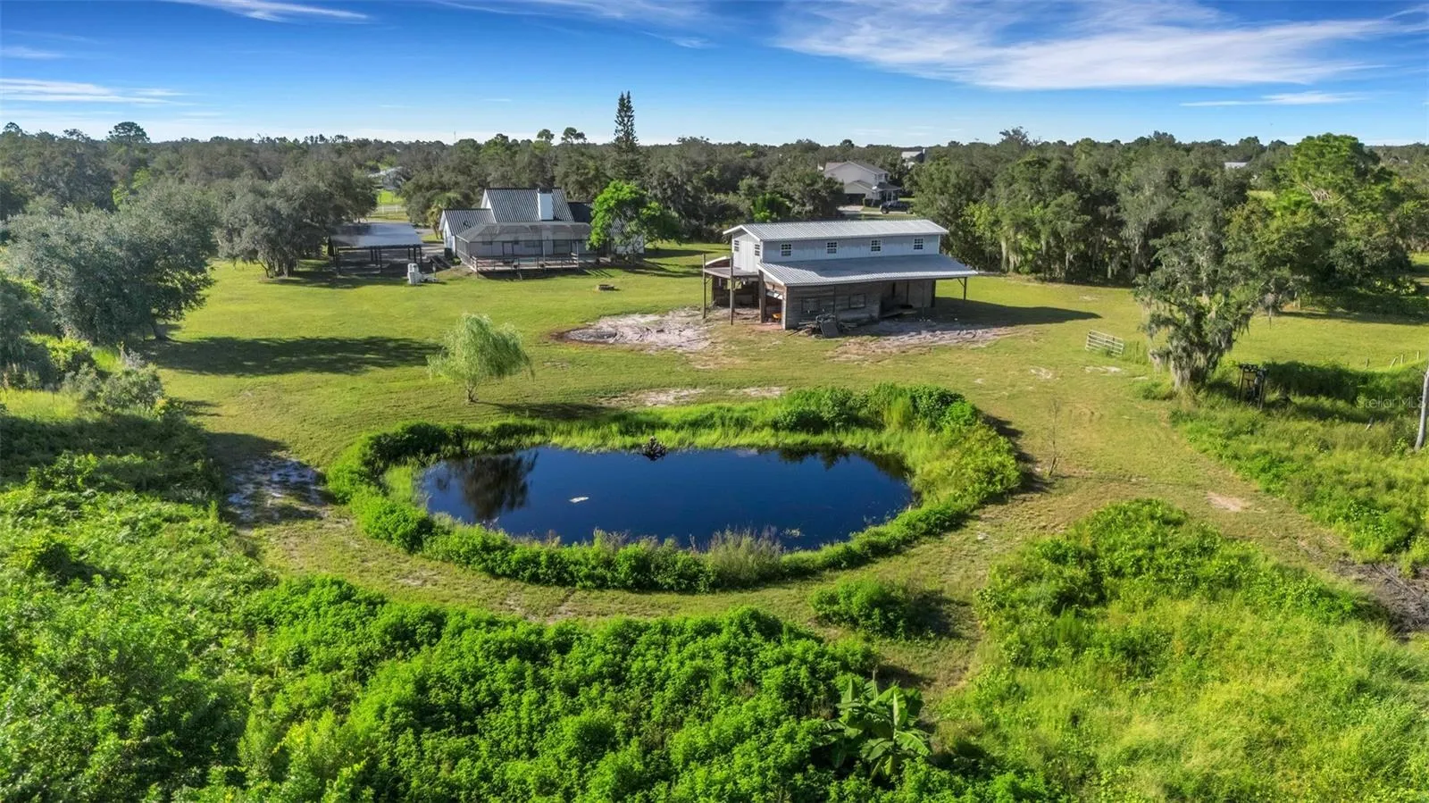 Pond, Barn and Back of House