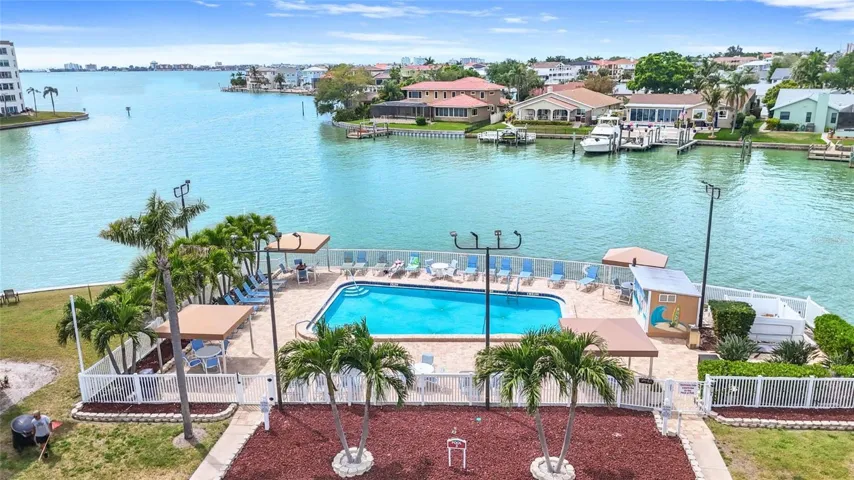 AERIAL OF POOL AT THE WATERFRONT AT THE END OF SHORE BLVD.