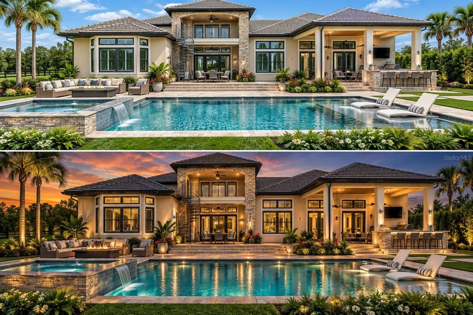AI Image Rear of Home with conceptual rendering of pool
