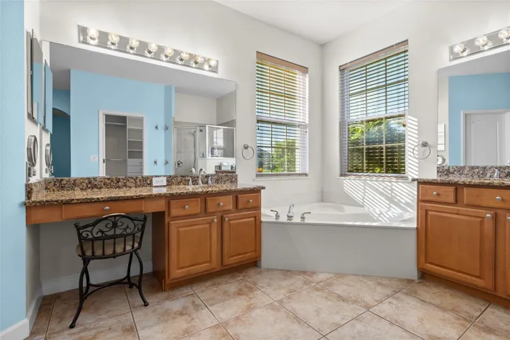 Dual vanity and soaking tub