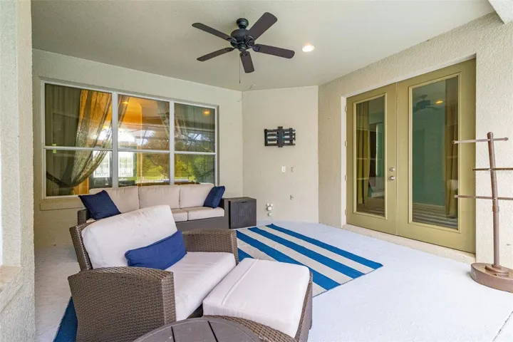 Covered patio with access from the primary suite