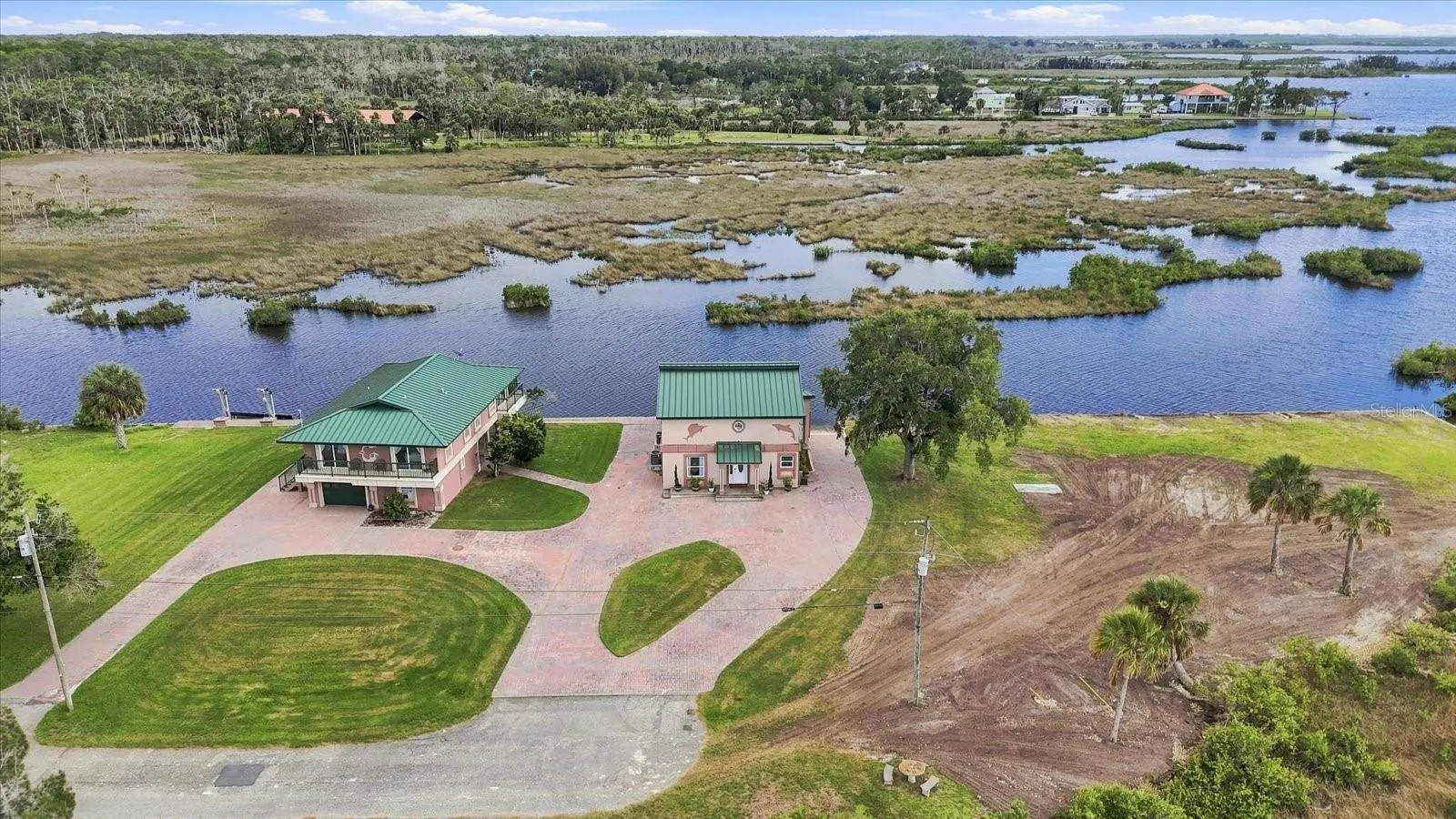 Aerial Overview – Waterfront Residence &amp; Coastal Wetlands