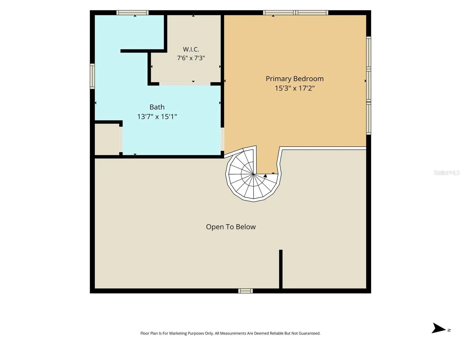 Second-Floor Floor Plan – Primary Suite, Walk-In Closet &amp; Open-to-Below Area