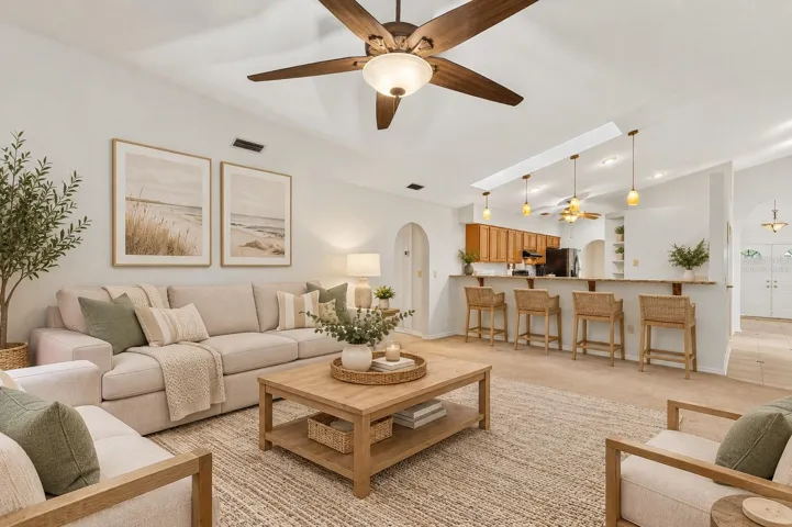 Virtually Staged Living Room / Kitchen