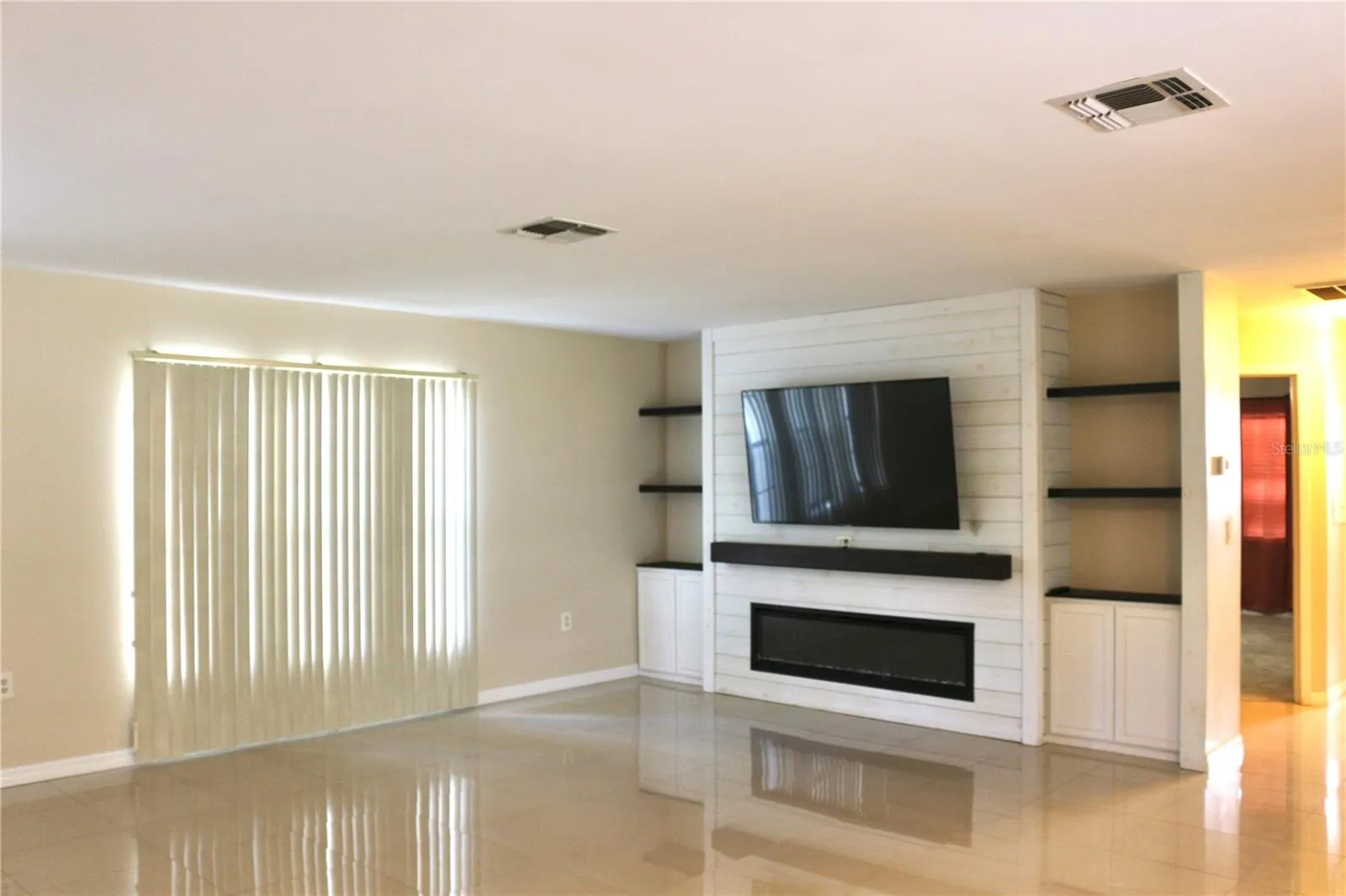 Electric fireplace in the living room