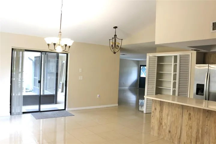 The kitchen and family room