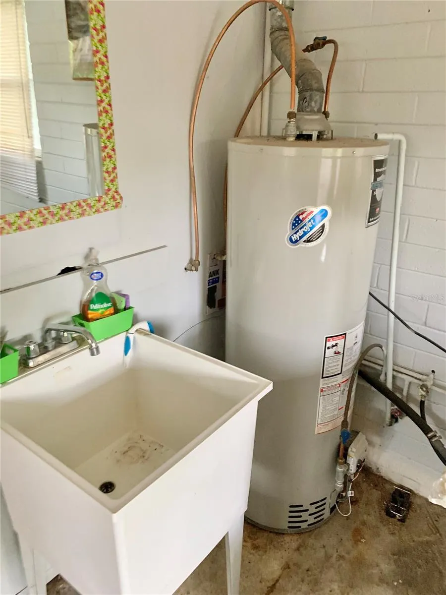 Hot water heater and laundry tub
