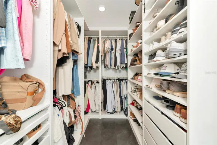 built ins in the primary bedroom closet