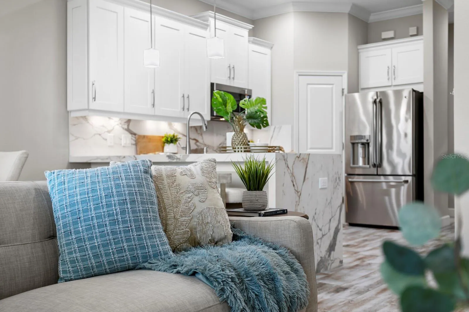 Living room facing kitchen
