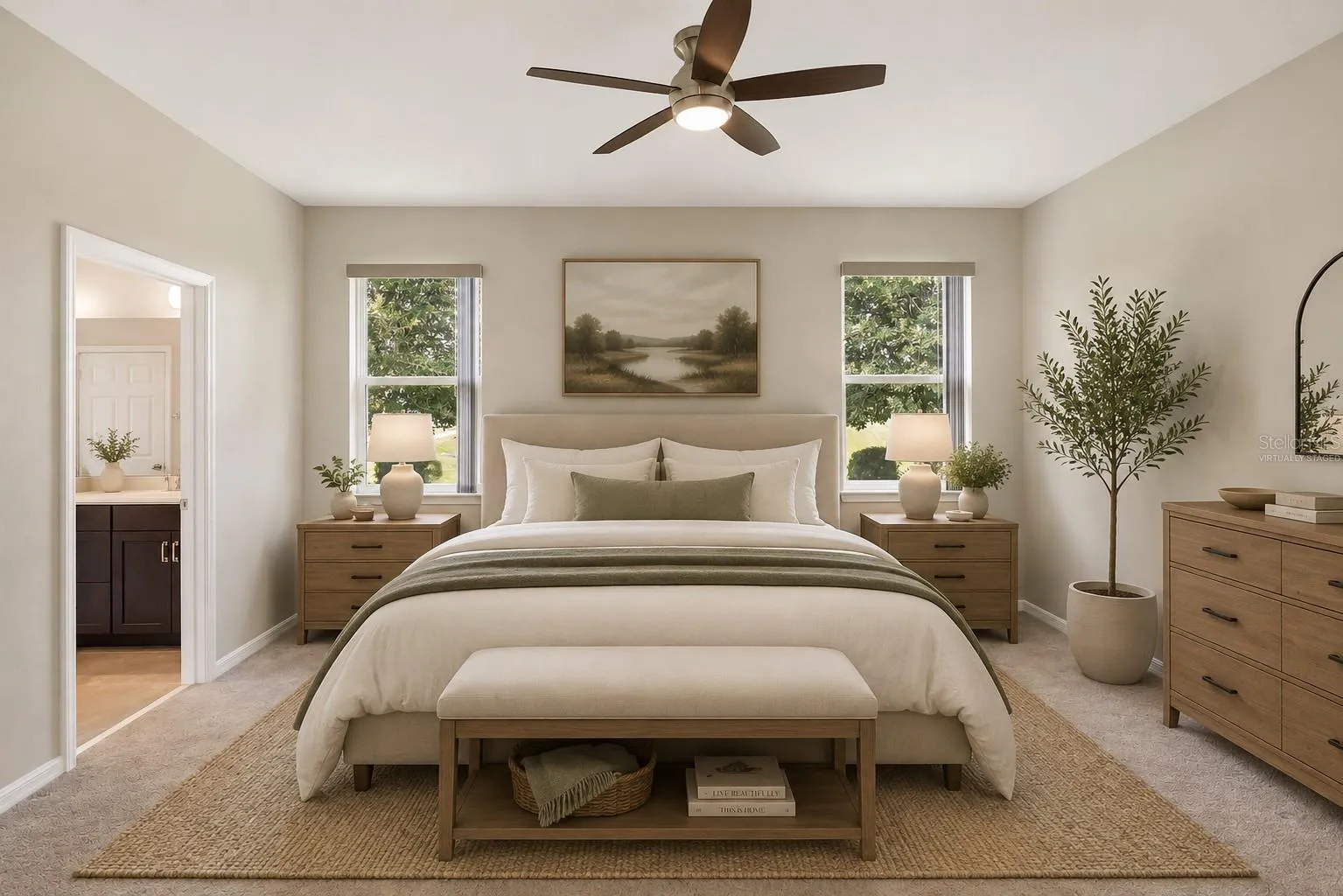 Virtually Staged Primary suite.