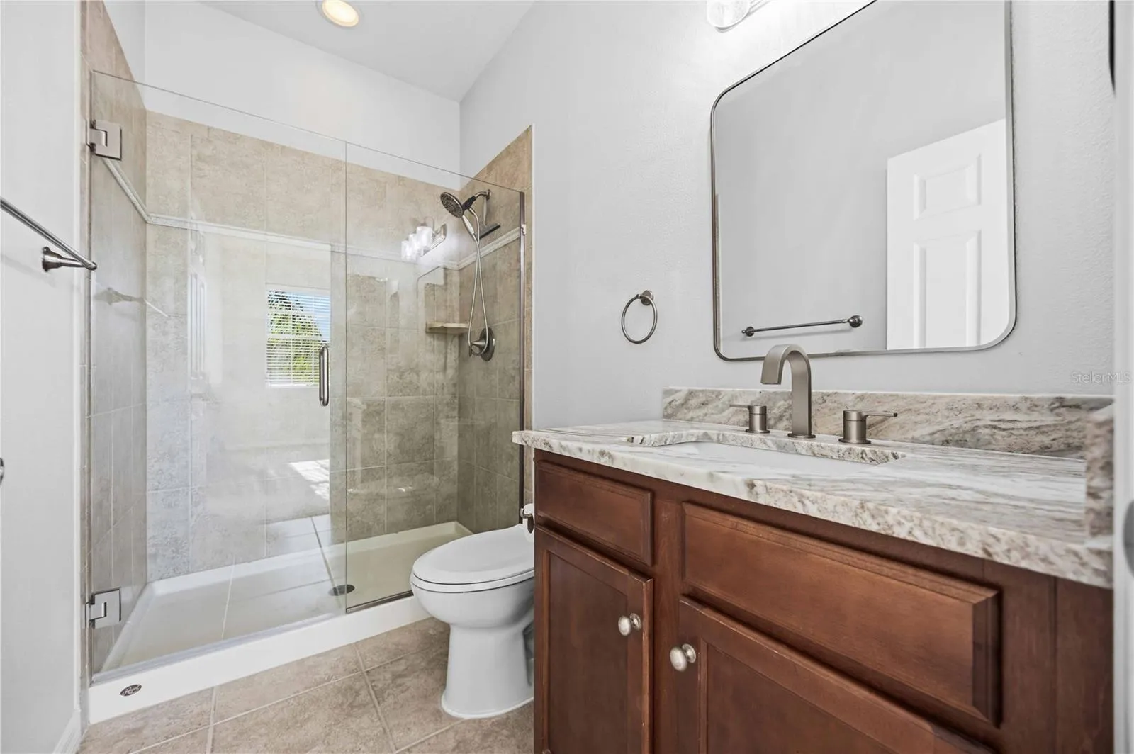 Walk in shower.