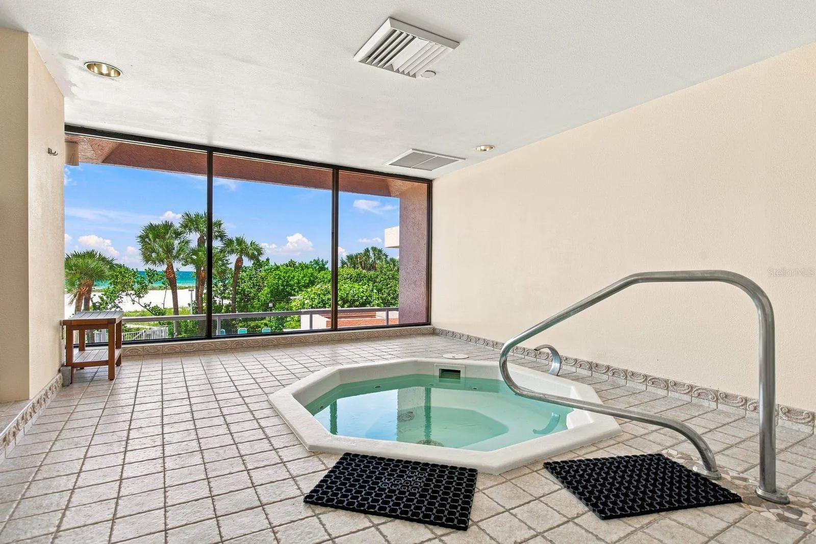 Indoor Whirlpool overlooking the ocean