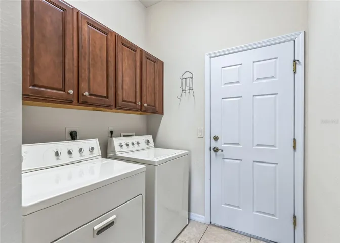 Indoor laundry room w/extra cabinets
