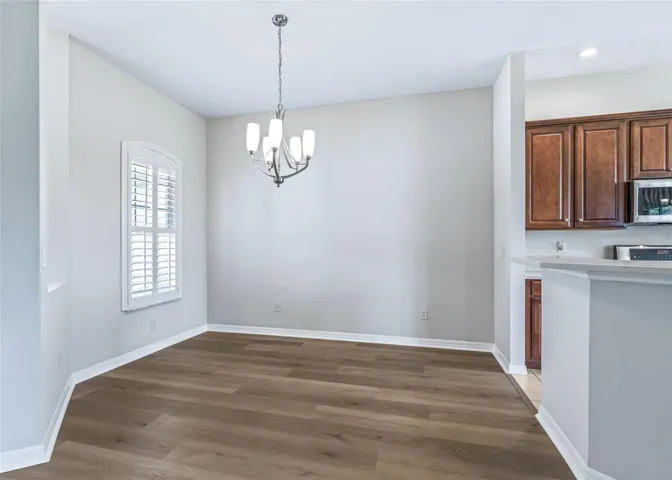 Dining area w/Planation shutters