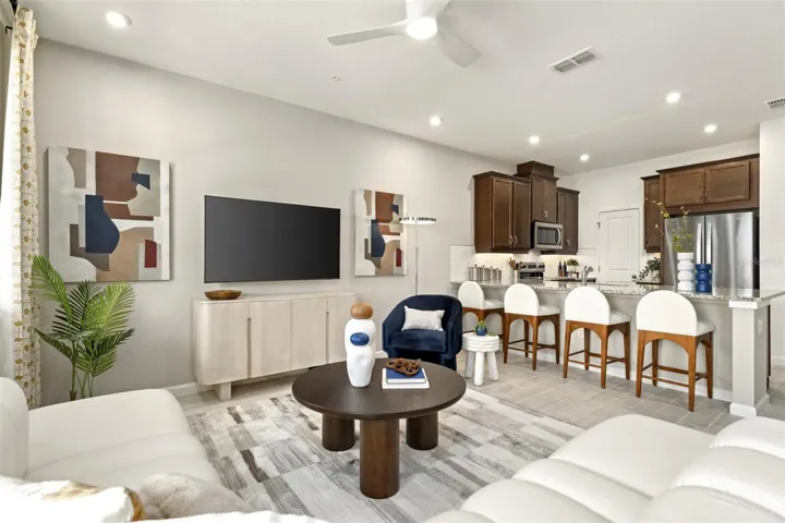 Meridian Parks Aurora Model Kitchen and Great Room