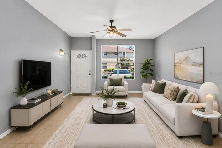 Living room - virtually staged