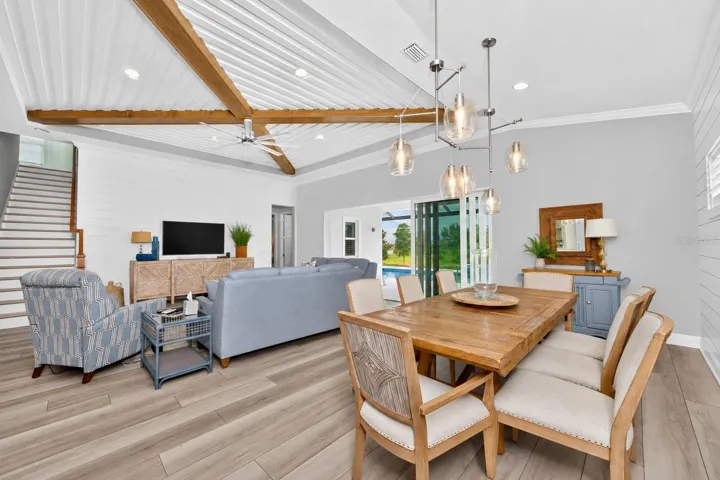 Plenty of room for dining furniture and living furniture arrangement