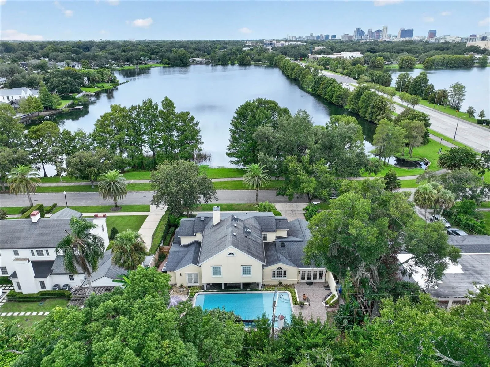 Aerial View – Lake Estelle &amp; Downtown Orlando Skyline