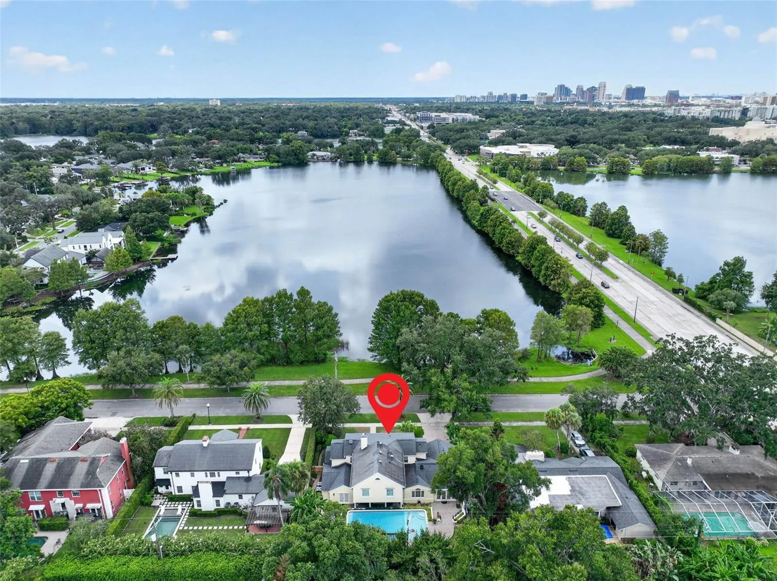 Aerial View – Residence Positioned Across from Lake Estelle