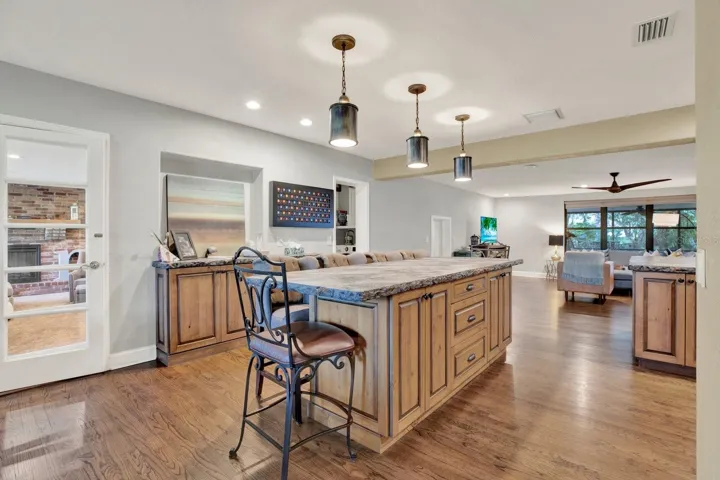 Kitchen flows directly into the media room for easy entertaining.