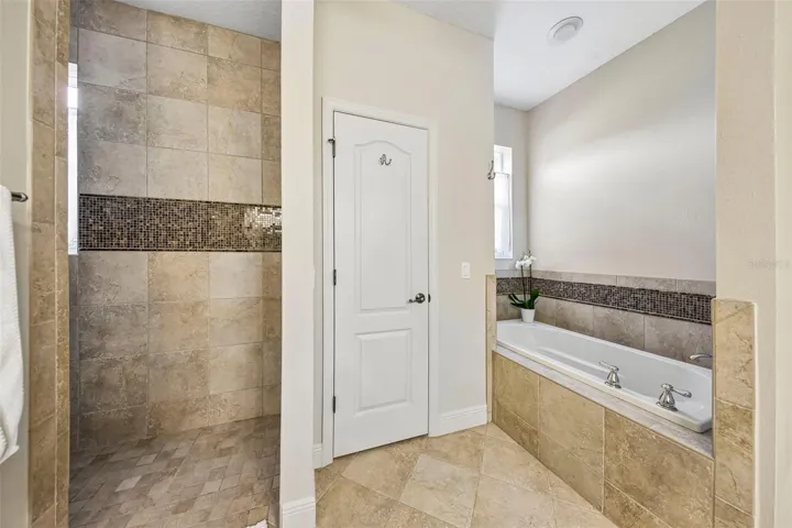 Roman Shower and Separate Bathtub in Primary Bath