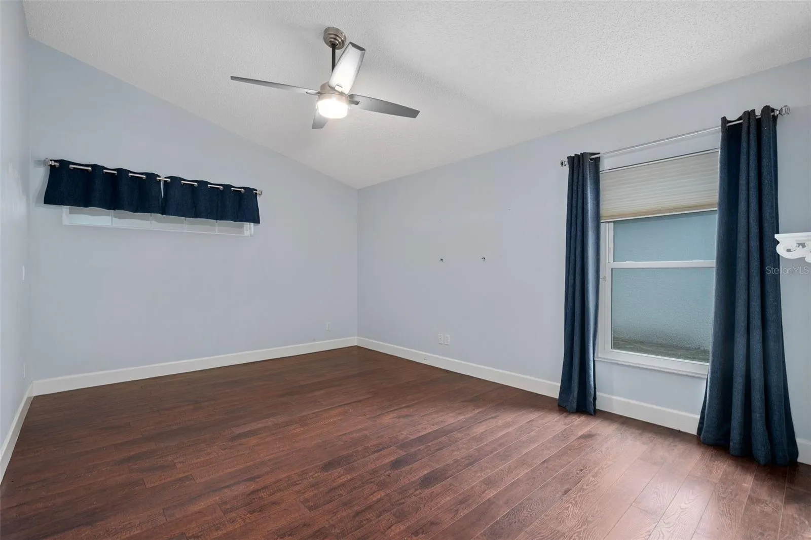 master bedroom with custom fan