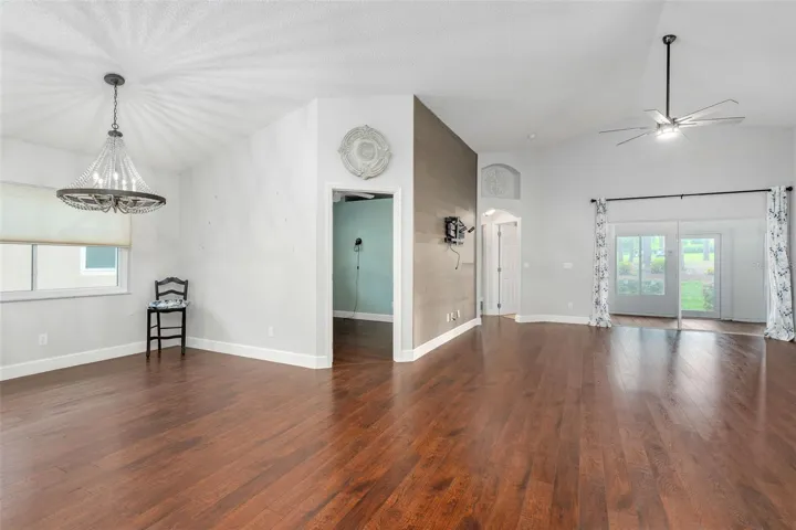 view of the dining room and great room