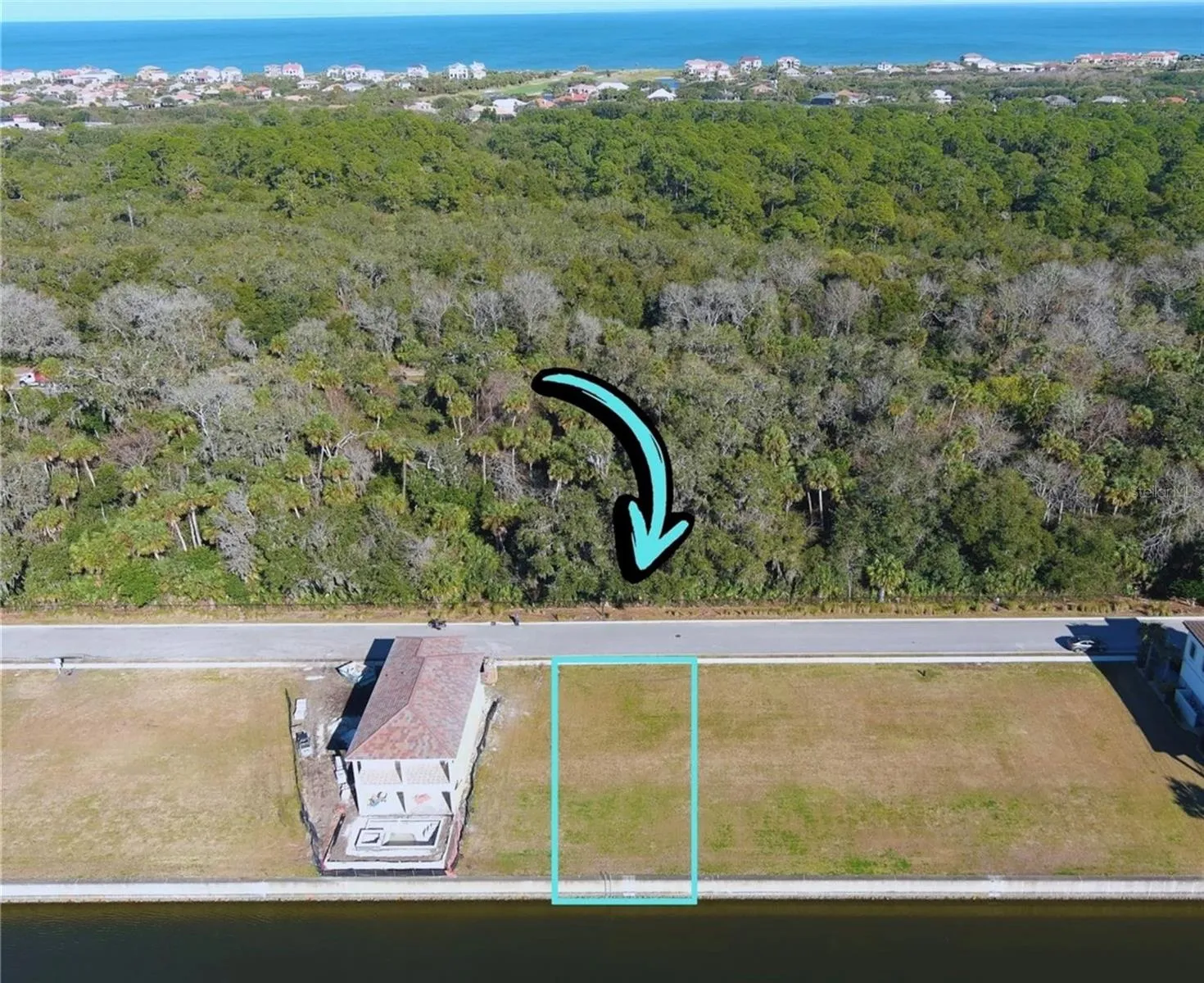 SUBJECT HOMESITE – SALTWATER CANAL WITH ATLANTIC OCEAN IN THE DISTANCE