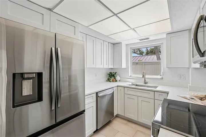 Window over sink for natural light.
