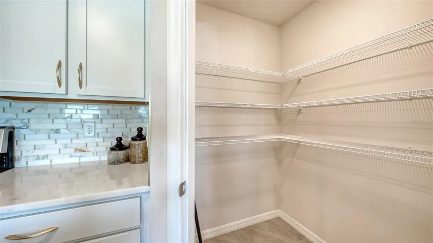 Spacious kitchen walk-in pantry.