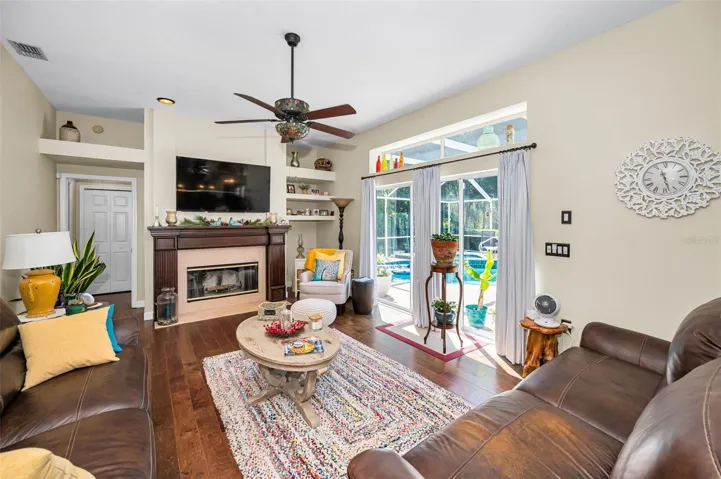 Family Room - Wood Burning Fireplace