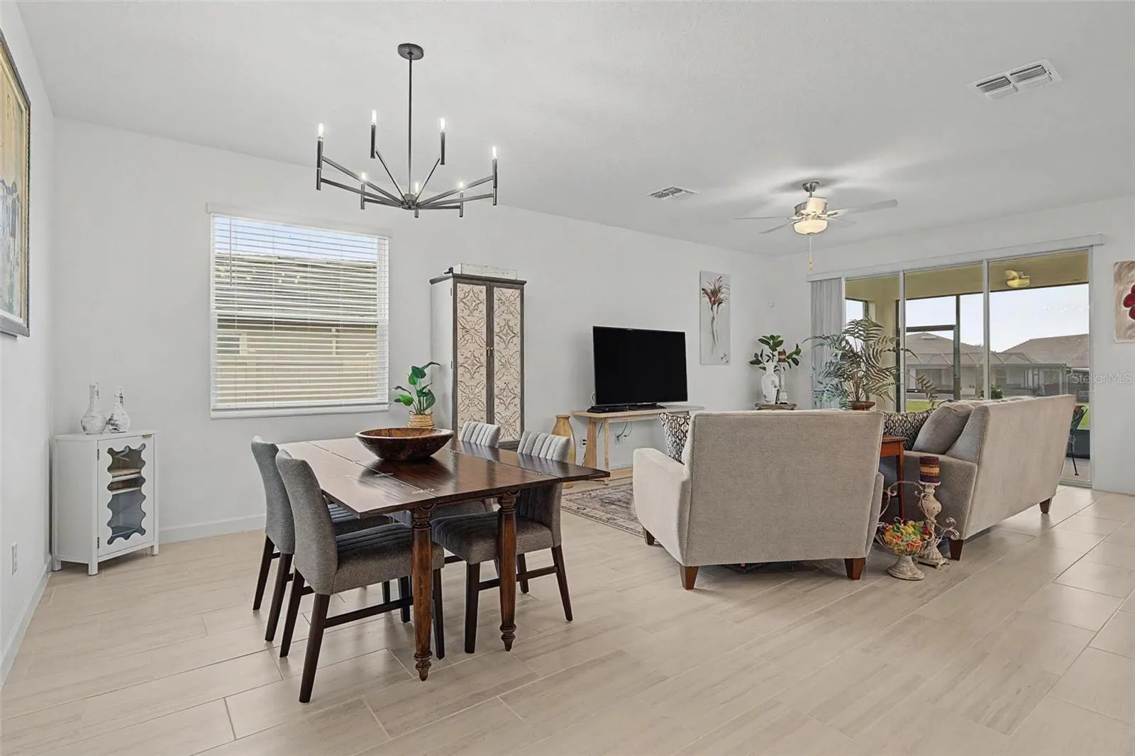 Dining room opens to family room