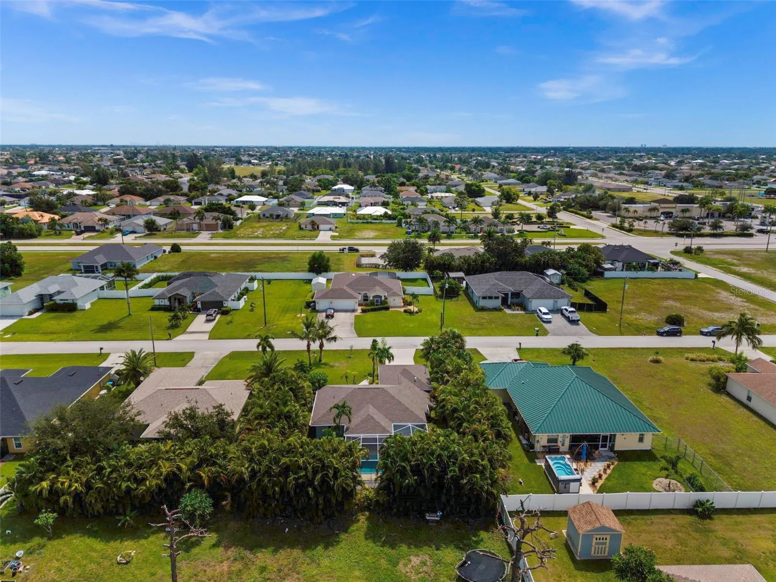 Aerial view of the back of the house