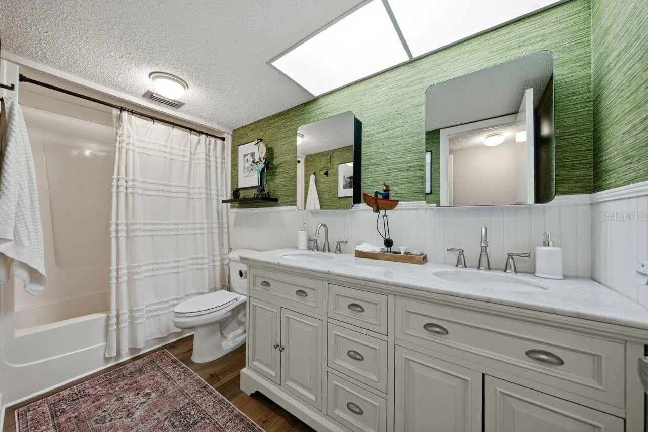Primary bath features dual sinks