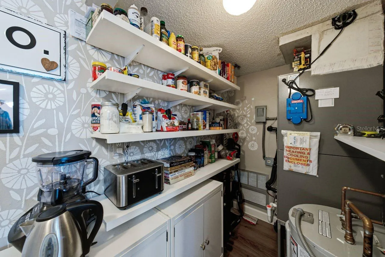 Laundry area is also the pantry
