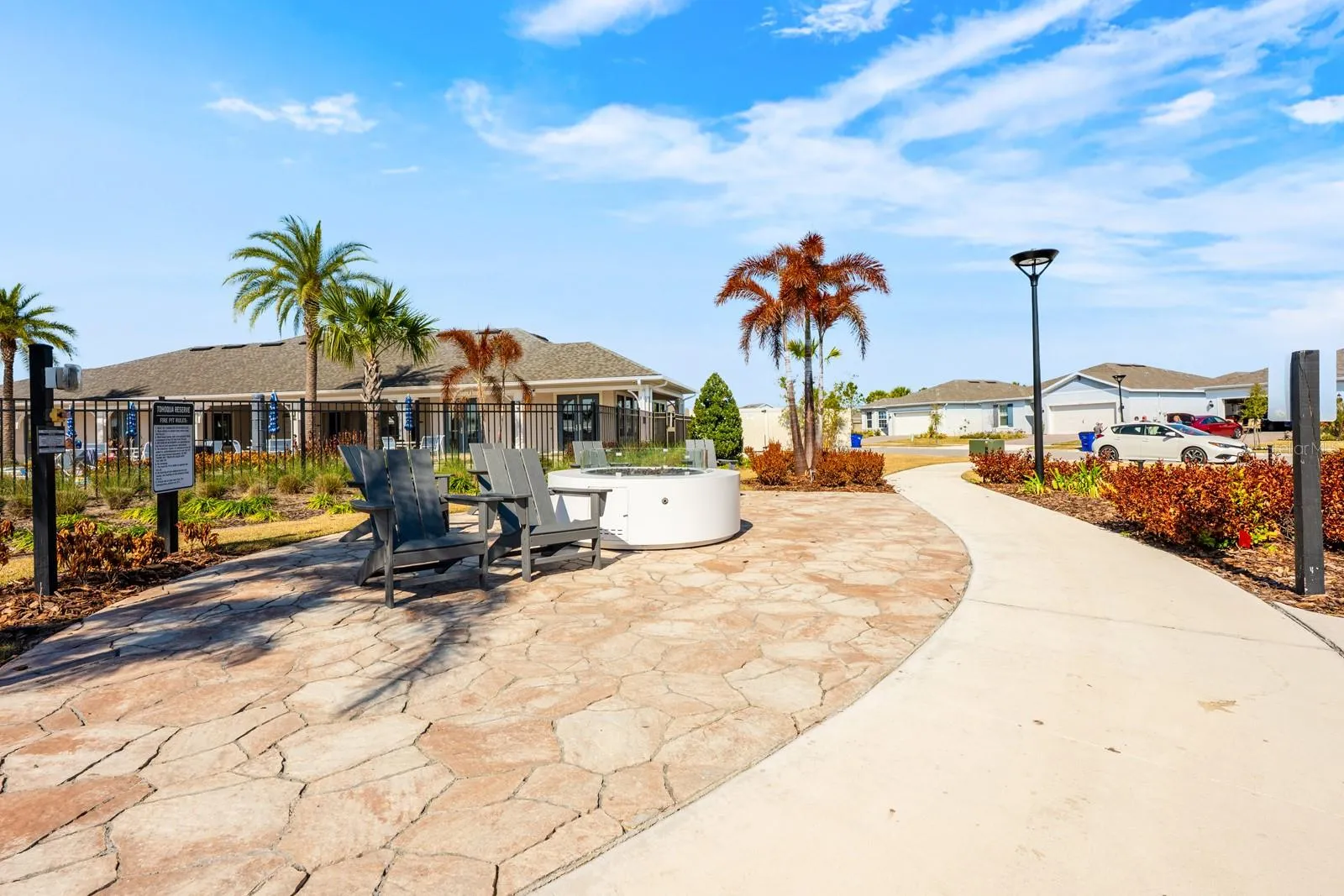 Walking trail and seating are