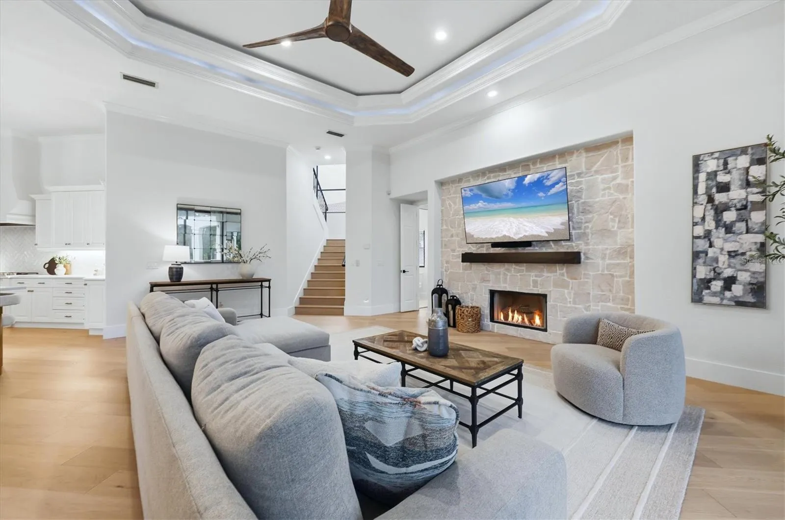New Stone Feature Wall and New Ceiling Fan