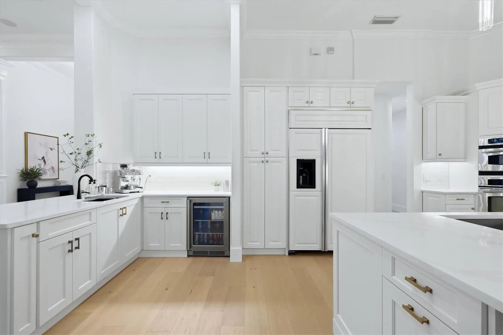 Mini beverage fridge and coffee bar