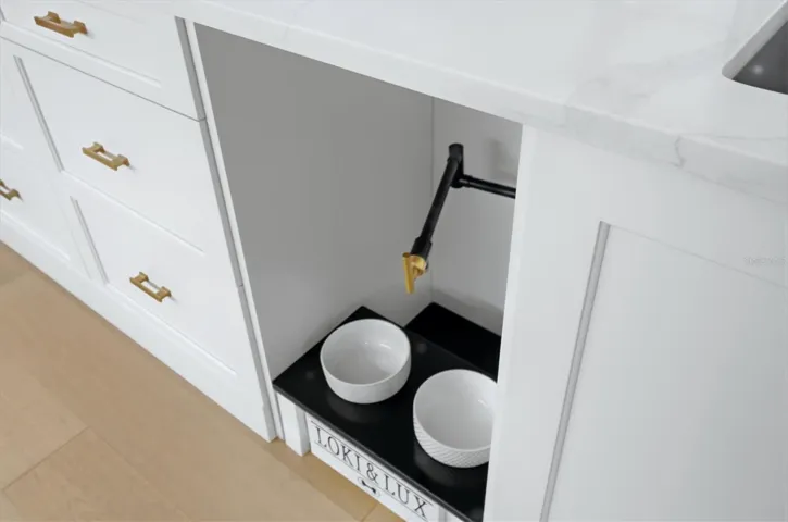Dog Feeding Station in Kitchen