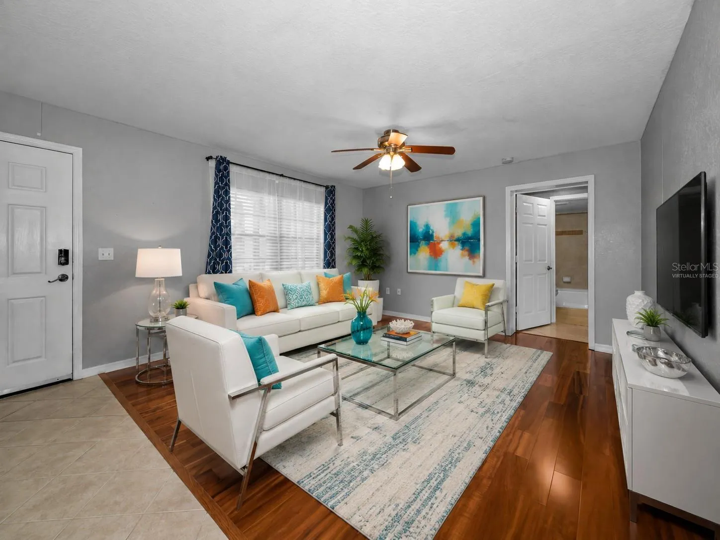 Virtually staged living room
