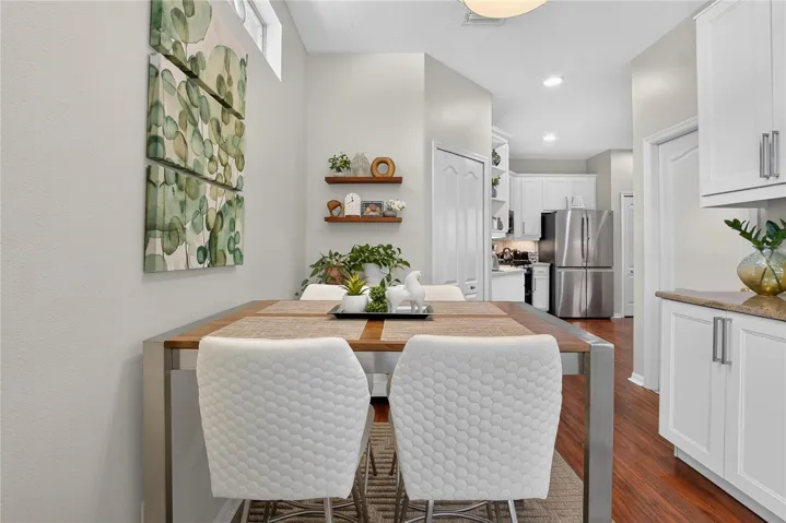 Breakfast nook offers a casual dining space conveniently located just off the kitchen.