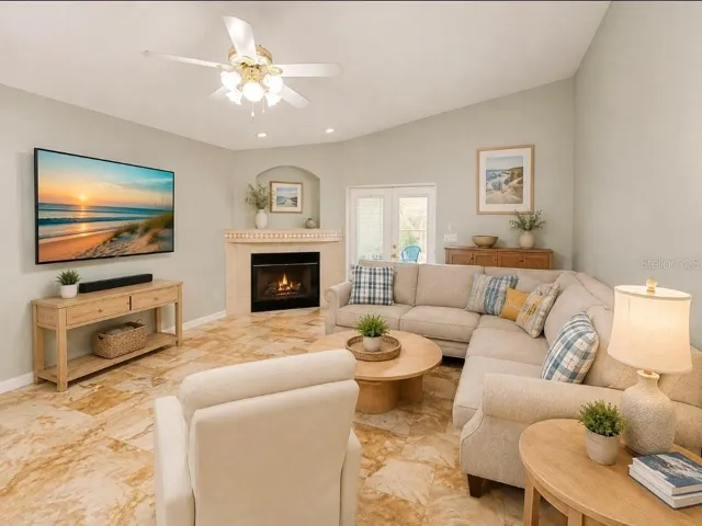 Living room has Onyx flooring