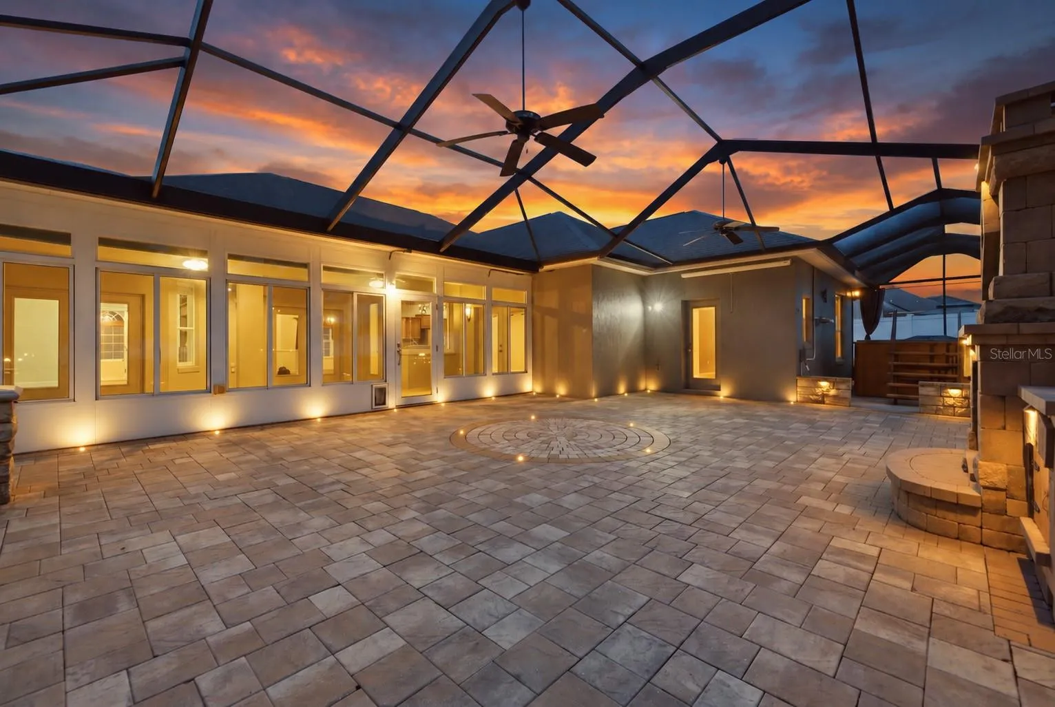 screened lanai at twilight