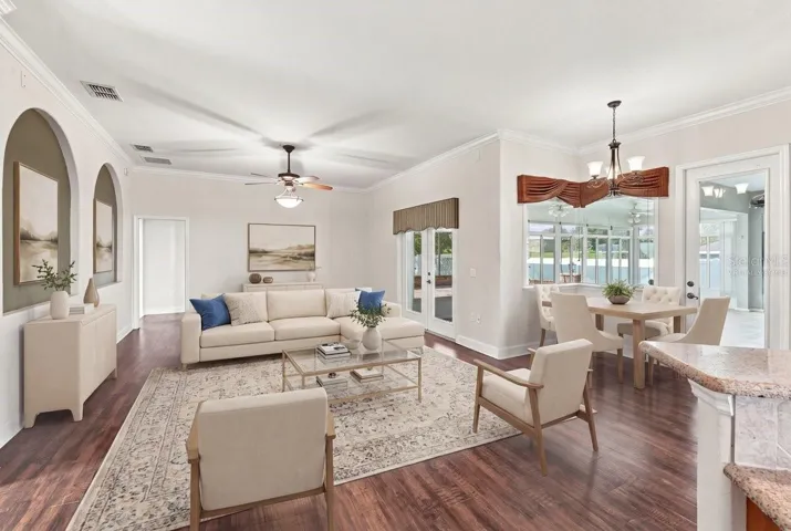 family room, virtually staged